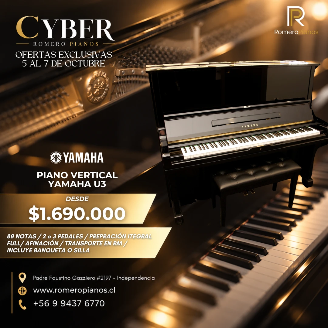 Piano vertical Yamaha U3 en oferta Cyber Romero Pianos